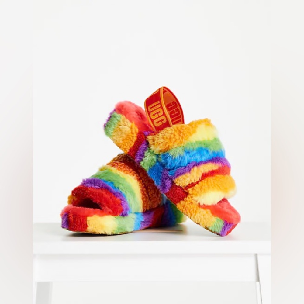 UGG Fluff Yeah Cali Collage Rainbow Sheepskin Fur… - image 3